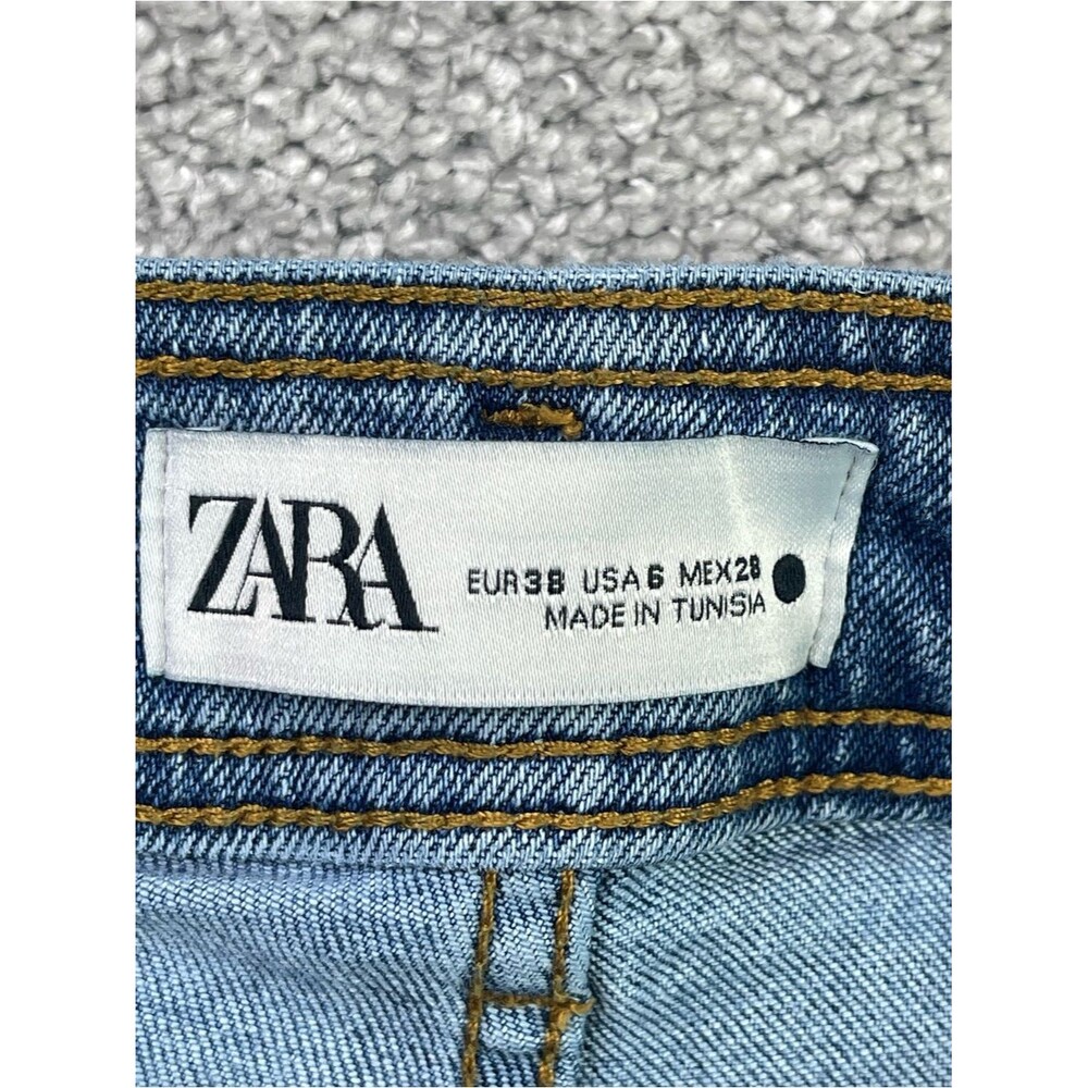Zara Jeans Women’s 6 Blue Slim Fit Wide Leg Super High Rise Medium Wash Denim - Picture 5 of 10